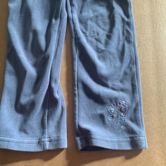 Velour gray pants with embroidery butterfly on bottom of leg - Picture 2 of 2
